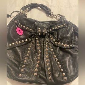 Betsey Johnson Vintage Black Bows & Arrows leather purse
